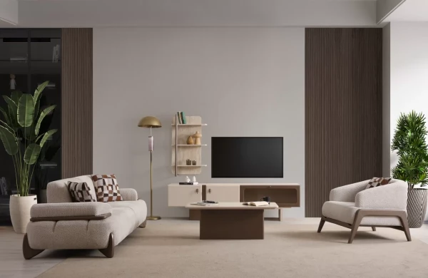 Rocco Koltuk Takımı | Kendinden Ahşap Sehpalı