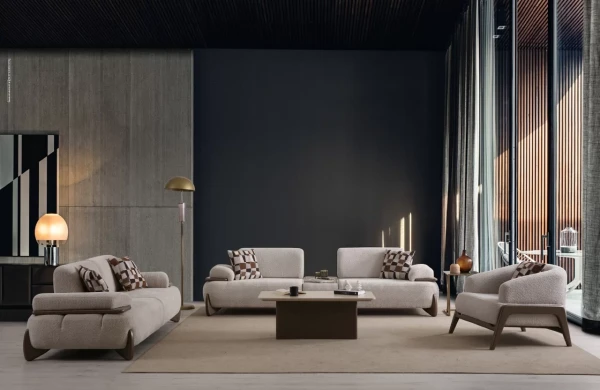 Rocco Koltuk Takımı | Kendinden Ahşap Sehpalı